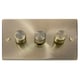 image 2 of SE HOME Antique Brass 3 Gang 2 Way LED 100W Trailing Edge Dimmer Light Switch Brown | Antique Brass