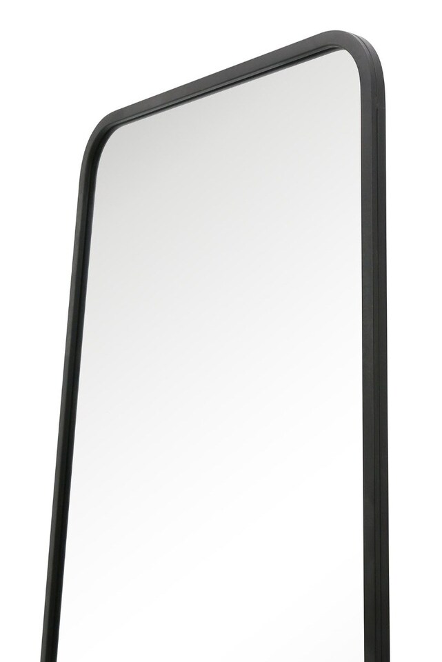 image 1 of The Coartans - New Black Metal Isoscelles Trapezoid Shape Framed Wall Mirror with arched bottom. 79" X 38" (200CM X 95CM). | Black