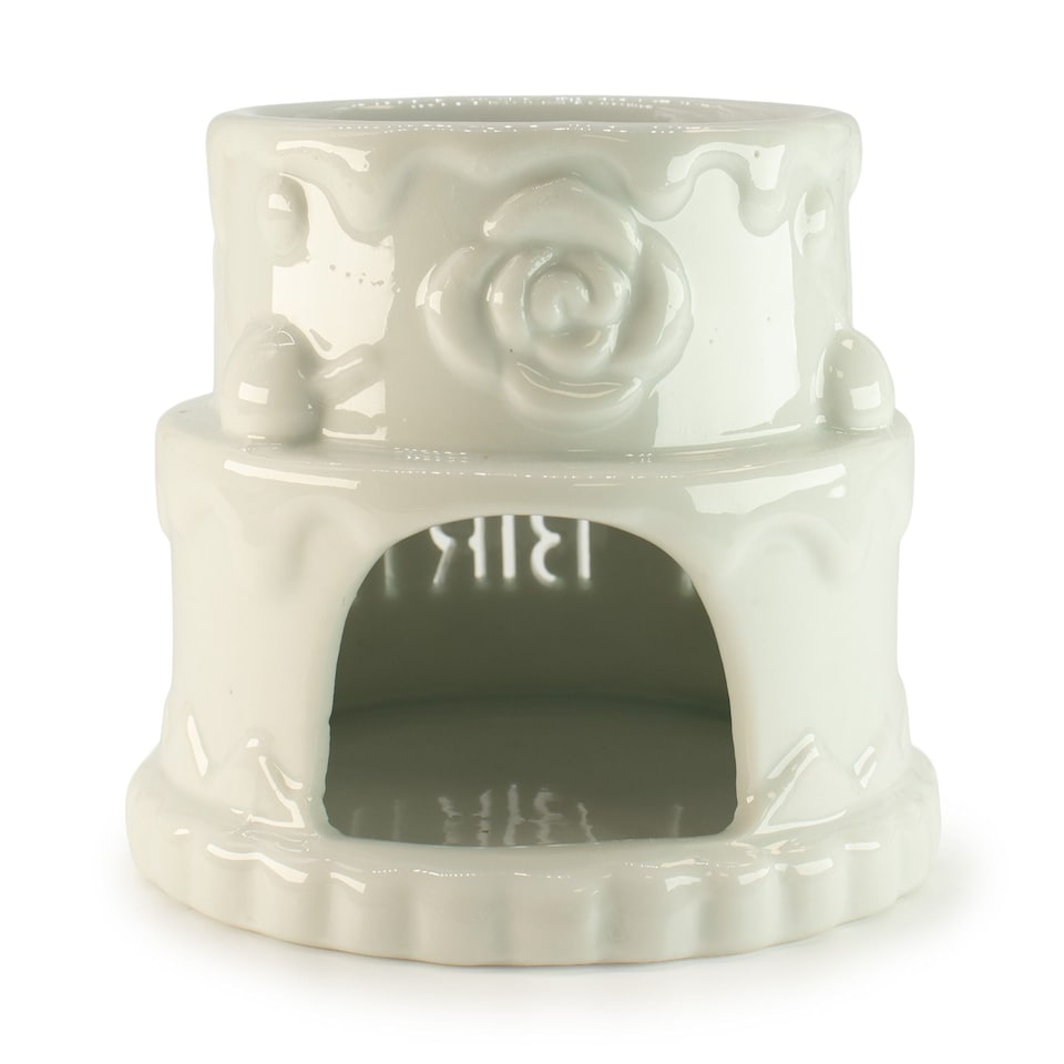 image 1 of Serenityy Ceramic Cake Oil Burner, "Happy Birthday", White