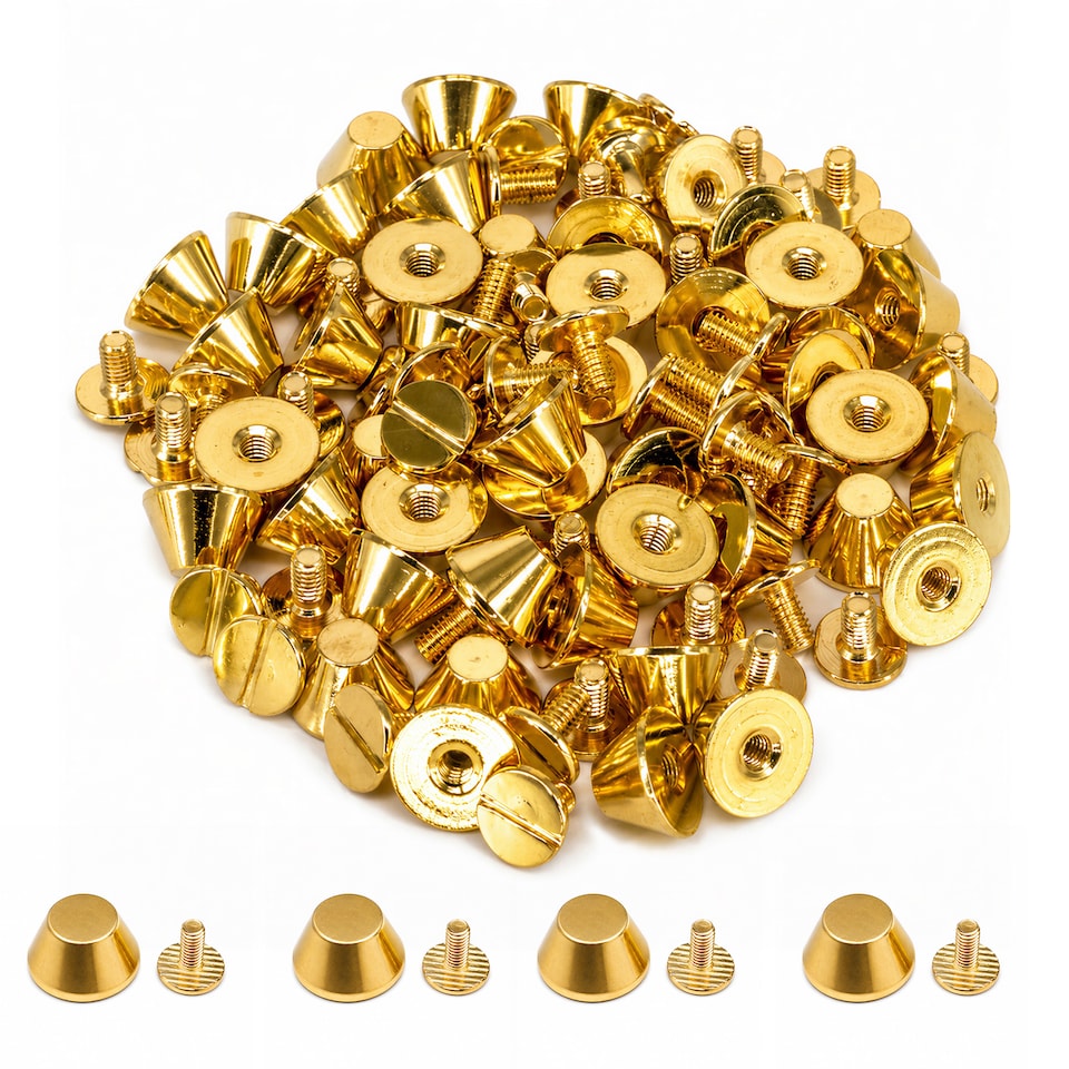 image 1 of 10mm x 6mm Mushroom Flat Head Studs Rivets for Leathercraft - 50pcs