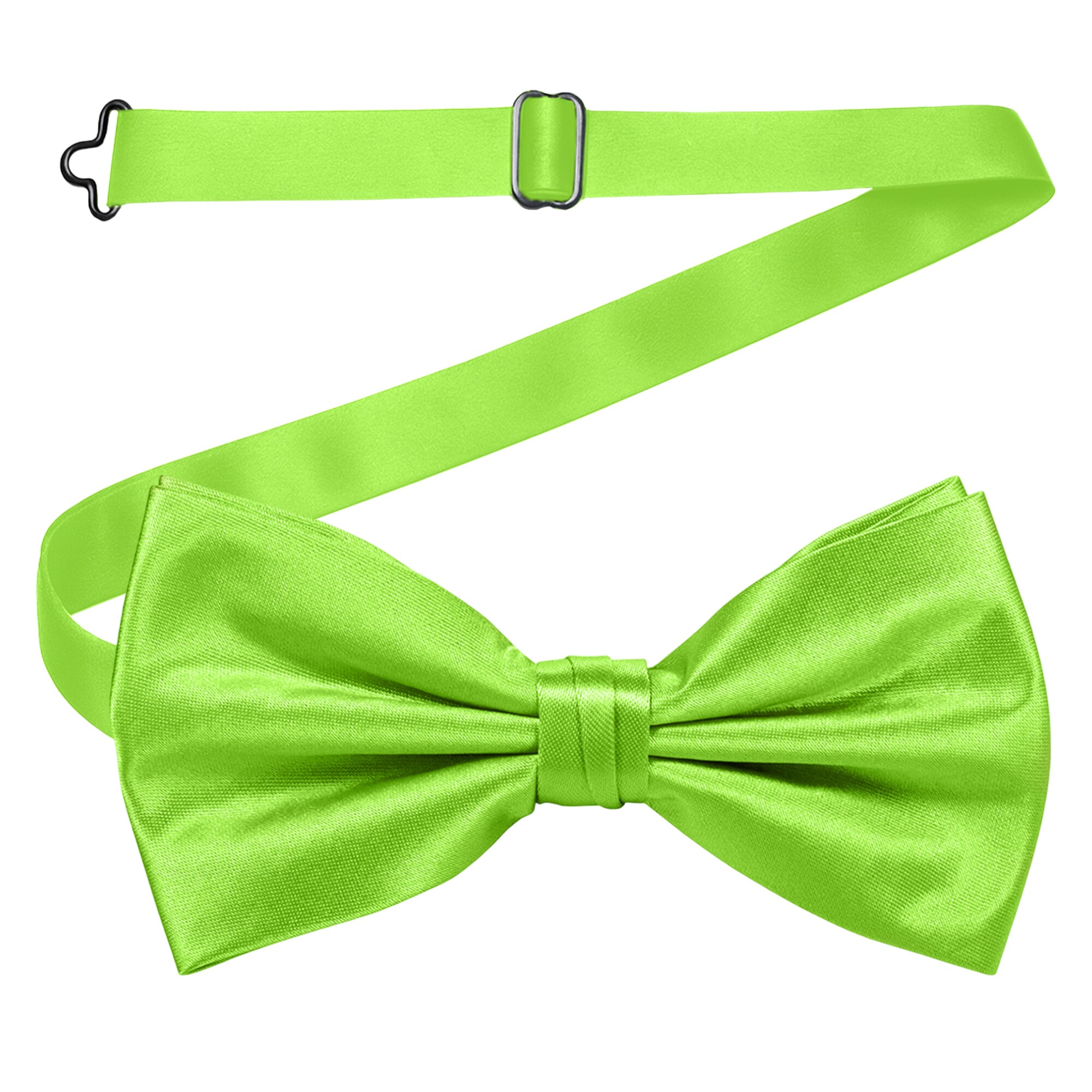Neel Blue Men's Stylish Bow Ties Colourful Plain Solid Satin Polyester Adjustable Pre-Ties in Lime