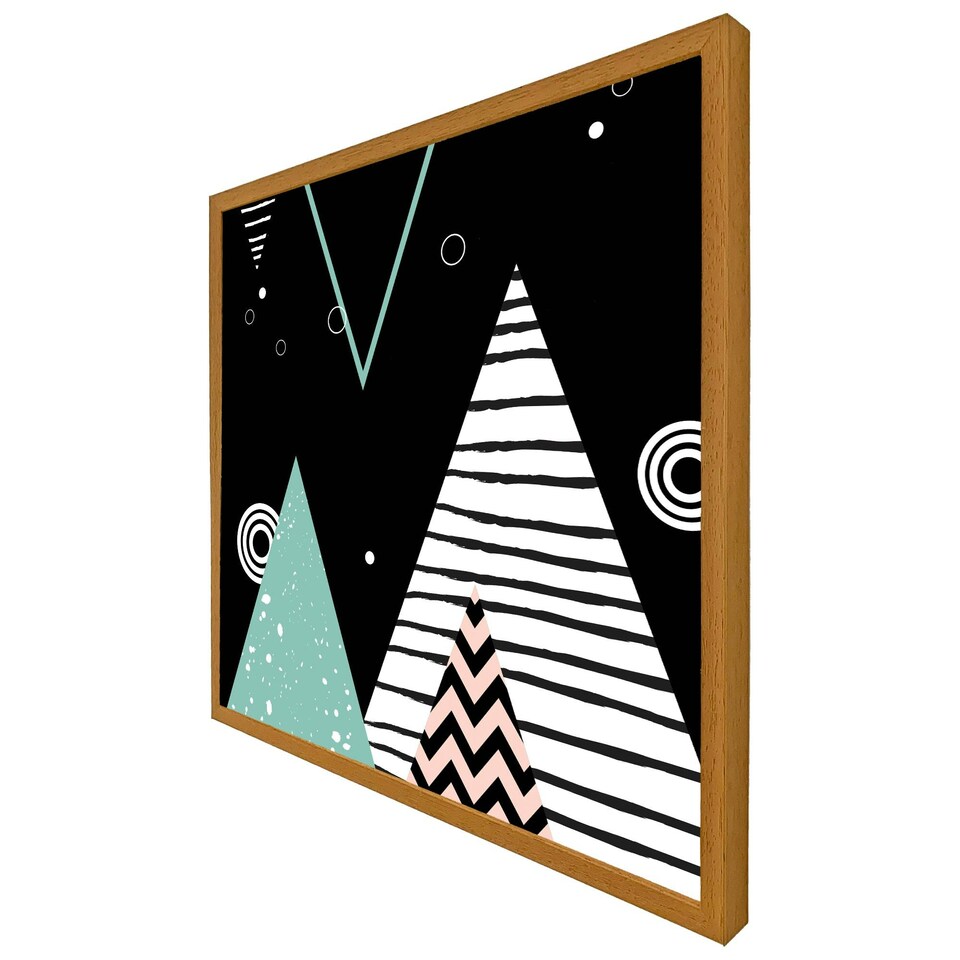 image 1 of Triangles, circles & zig zag patterns (Picutre Frame) Grey | L