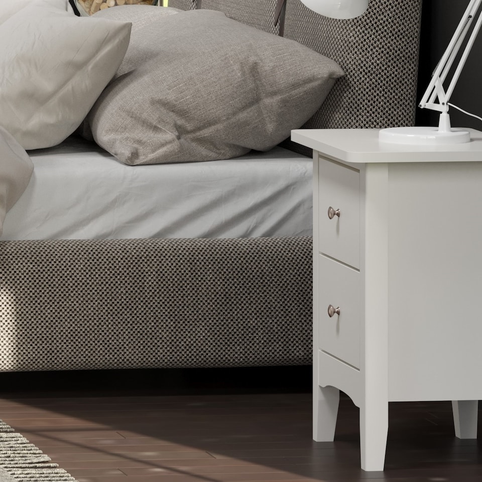 image 1 of Como 2 Drawer Bedside Cabinet - Shaker-Style Design for Modern Compact Living | White | White | One Size | 1