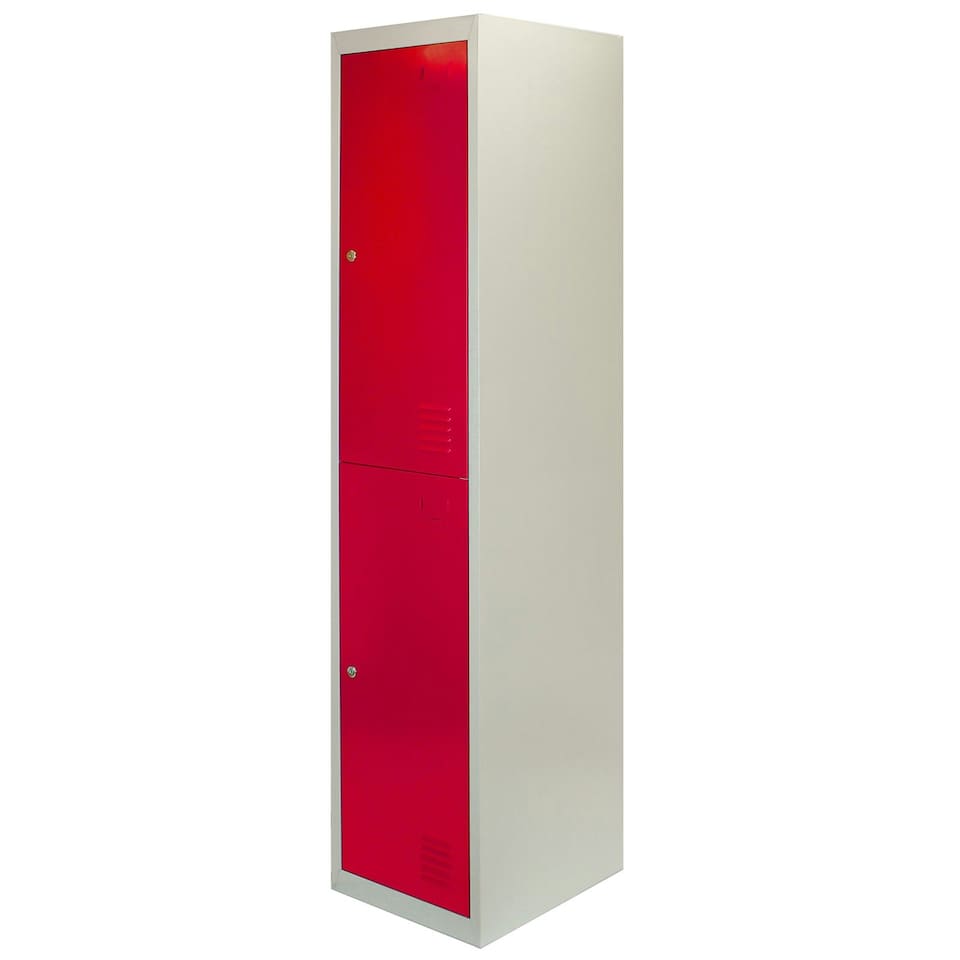 image 1 of Metal Storage Lockers - Two Doors, Flatpacked, Red Red
