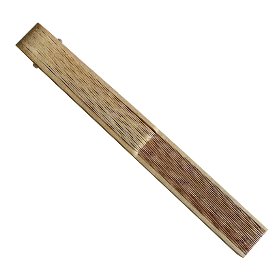 image 1 of Ivory Paper Hand Held Bamboo and Wooden Fan