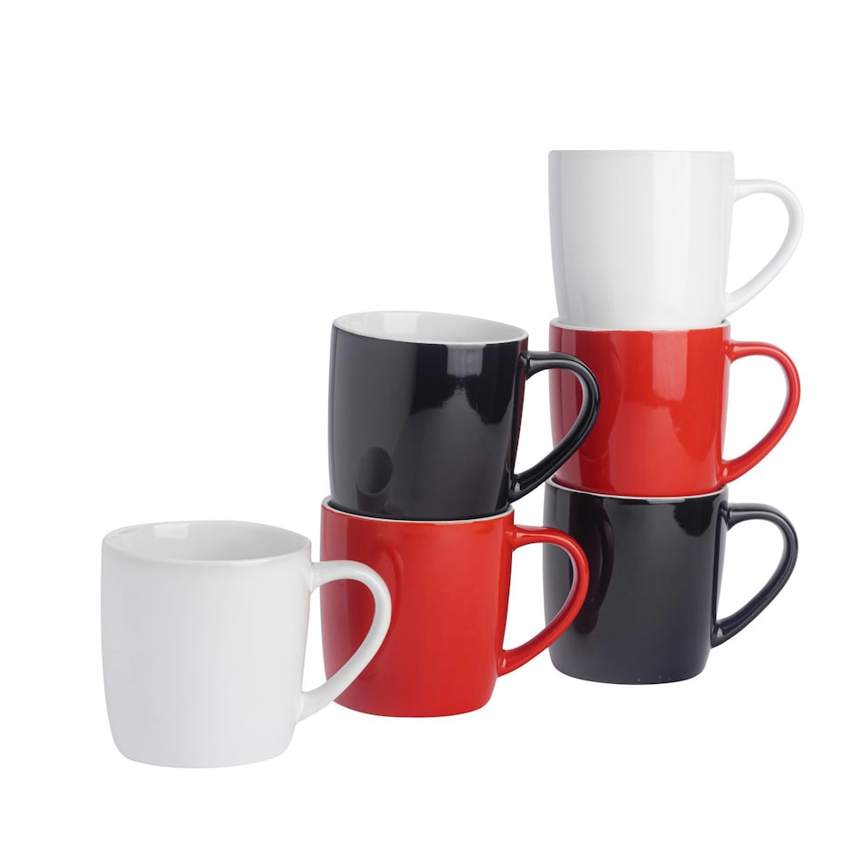 image 1 of Argon Tableware Coloured Coffee Mugs - 350ml - Lancashire - Pack of 6 Multi