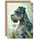 image 1 of Grey Schnauzer Dog Floral Pattern Flowers Art Art Card