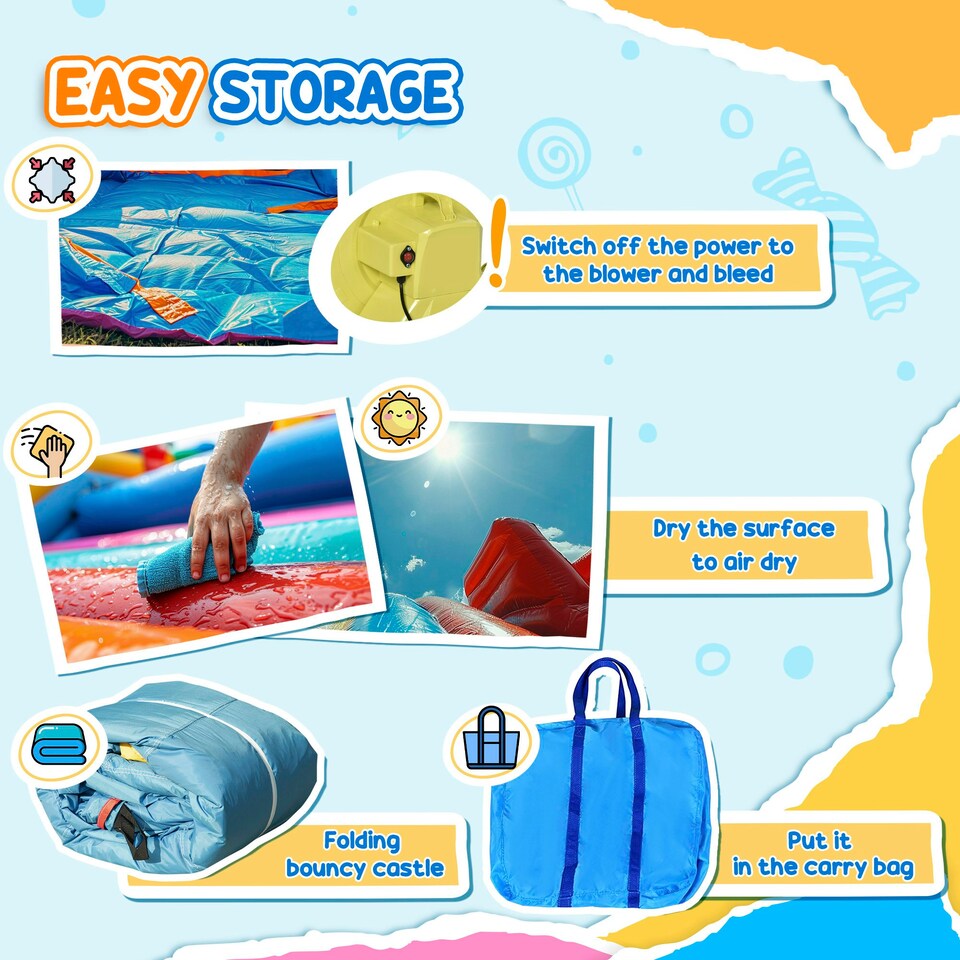 image 1 of Outsunny Kids Bouncy Castle w/ Slide, Pool, Trampoline, Climbing Wall, Blower