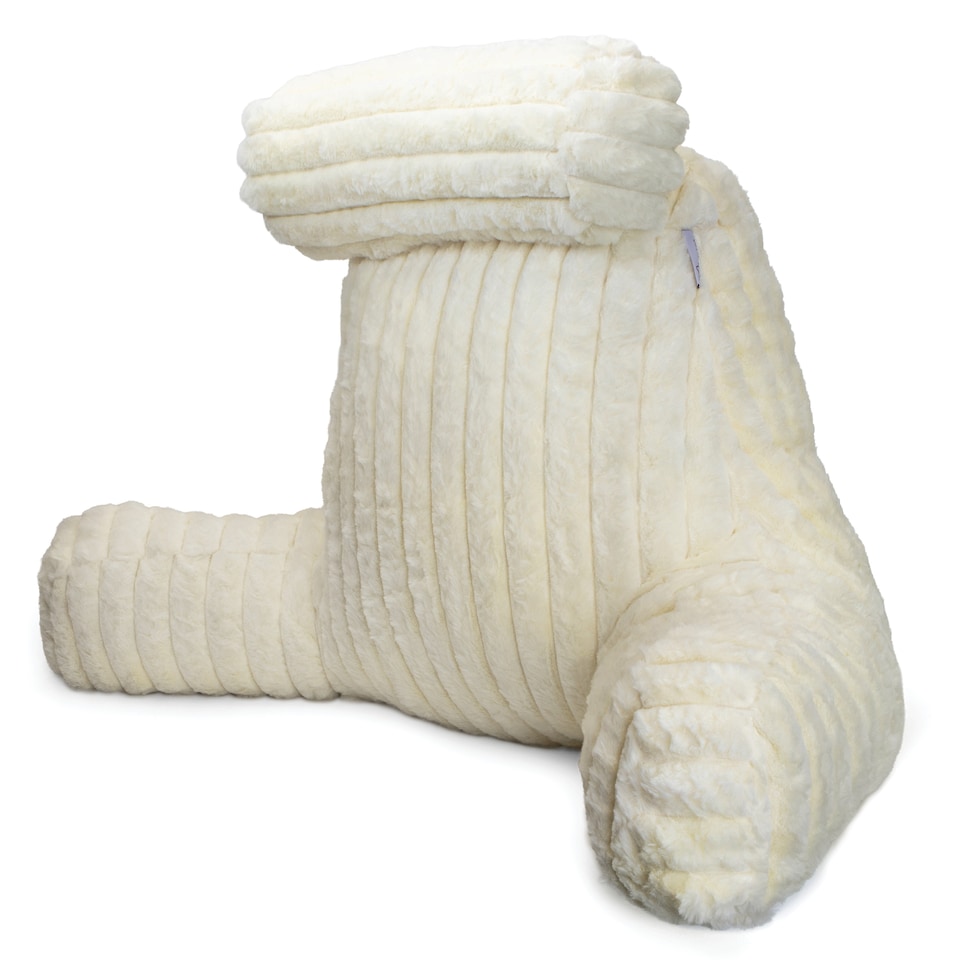 image 1 of Aamira Reading Pillow Cream Faux Fur Ribbed Memory Foam Support Cushion | Cream | Cream | Standard | 1