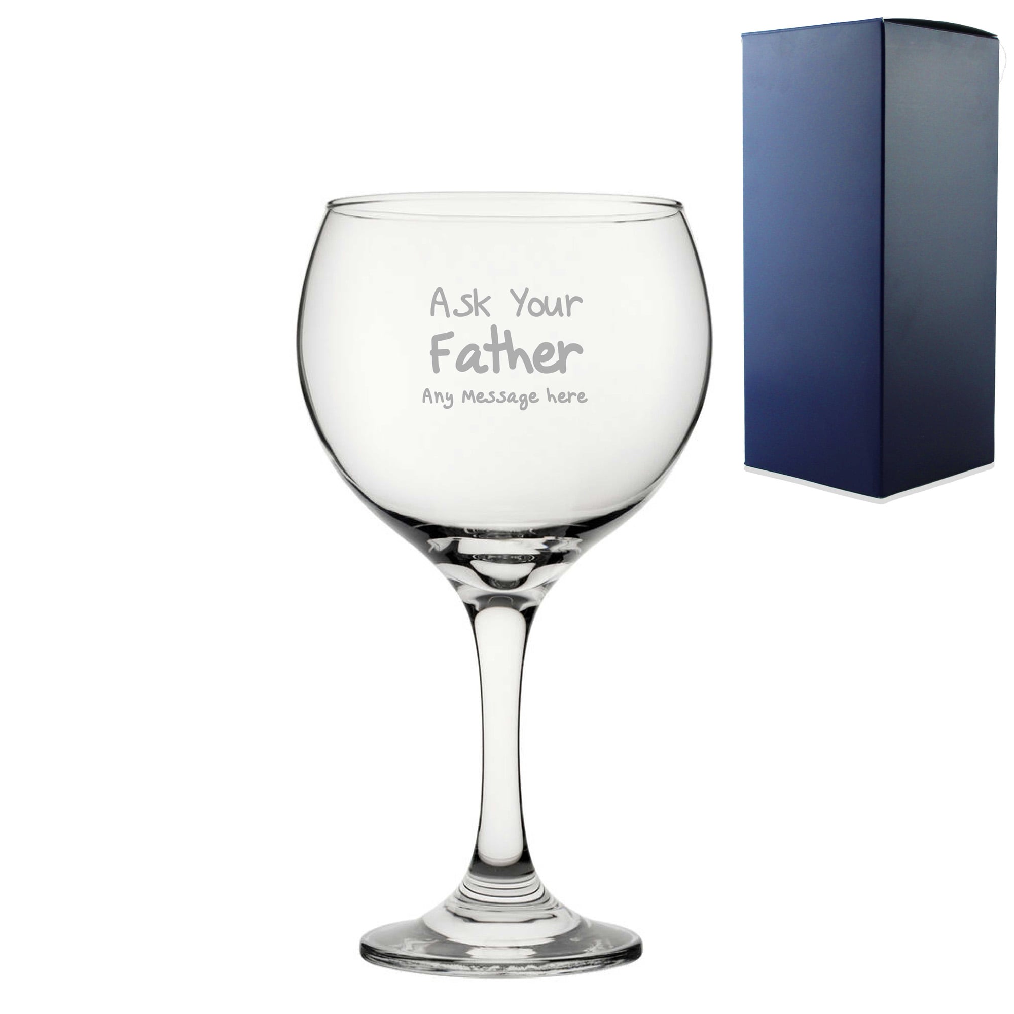Uniqueful Personalised Ask Your Father Design Engraved Gin Glass 22.5oz for Dad in Clear | Size: 20oz (550ml)