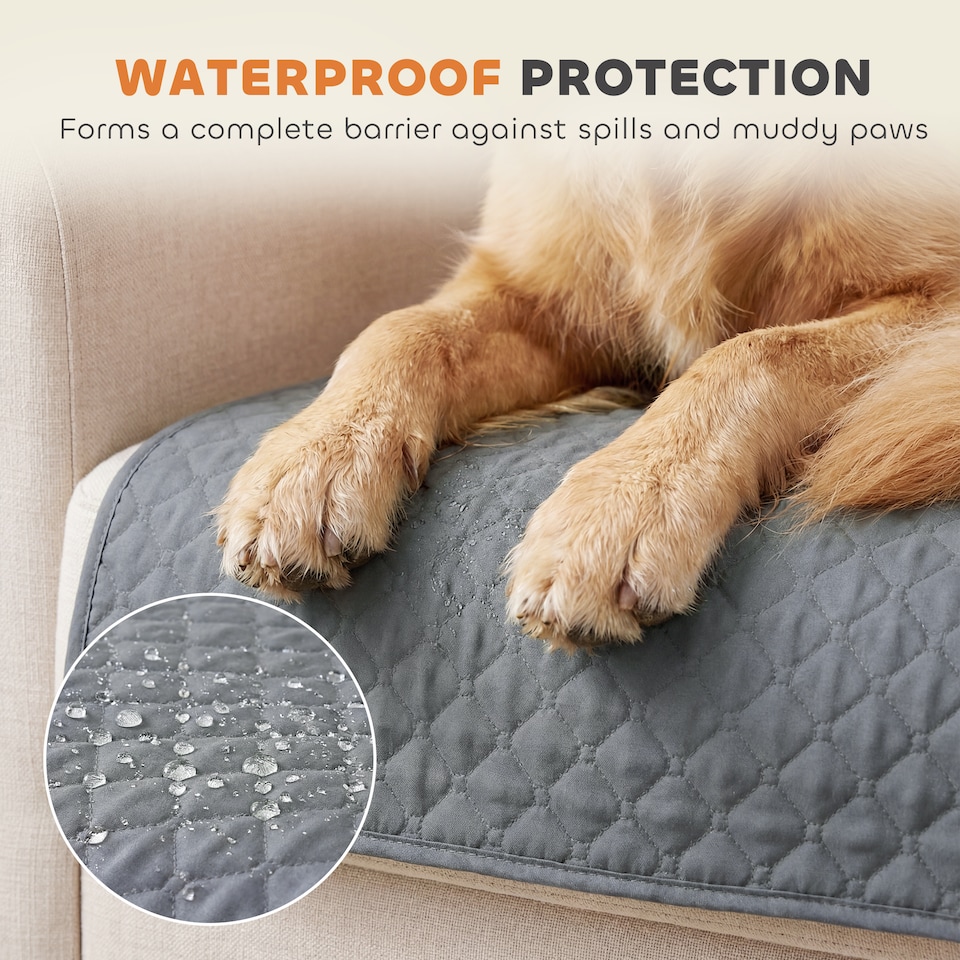 image 1 of PawHut Waterproof Sofa Cover 2 Seater, Soft Couch Cover for Dogs Cats Pets | Grey | Grey | One Size