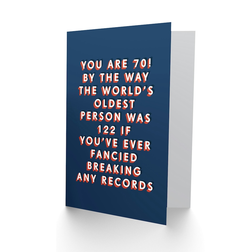 image 1 of Fancy Breaking Records 70 Year Old Milestone 70th For Him Birthday Card
