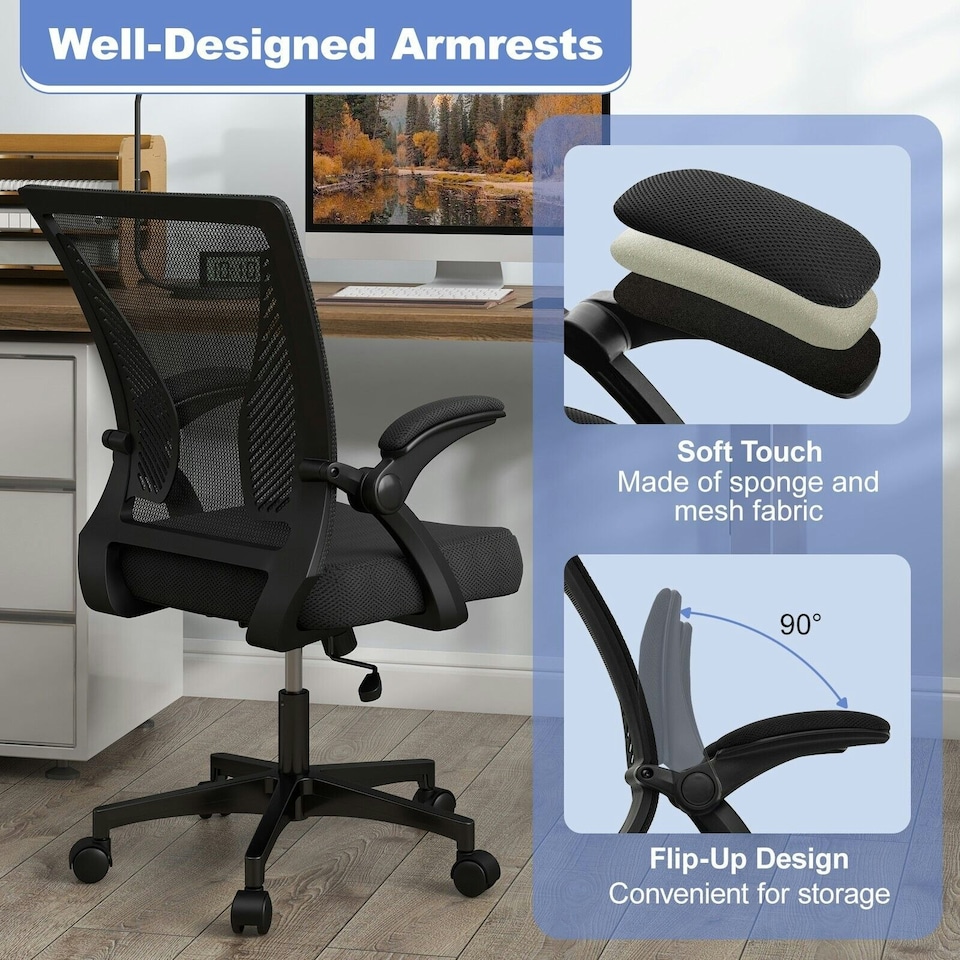 image 1 of COSTWAY Ergonomic Office Chair Adjustable Swivel Chair Black