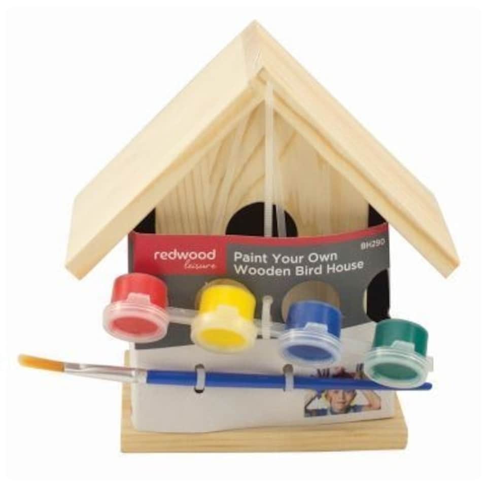 Redwood 6pc Paint Your Own Wooden Bird House Kit