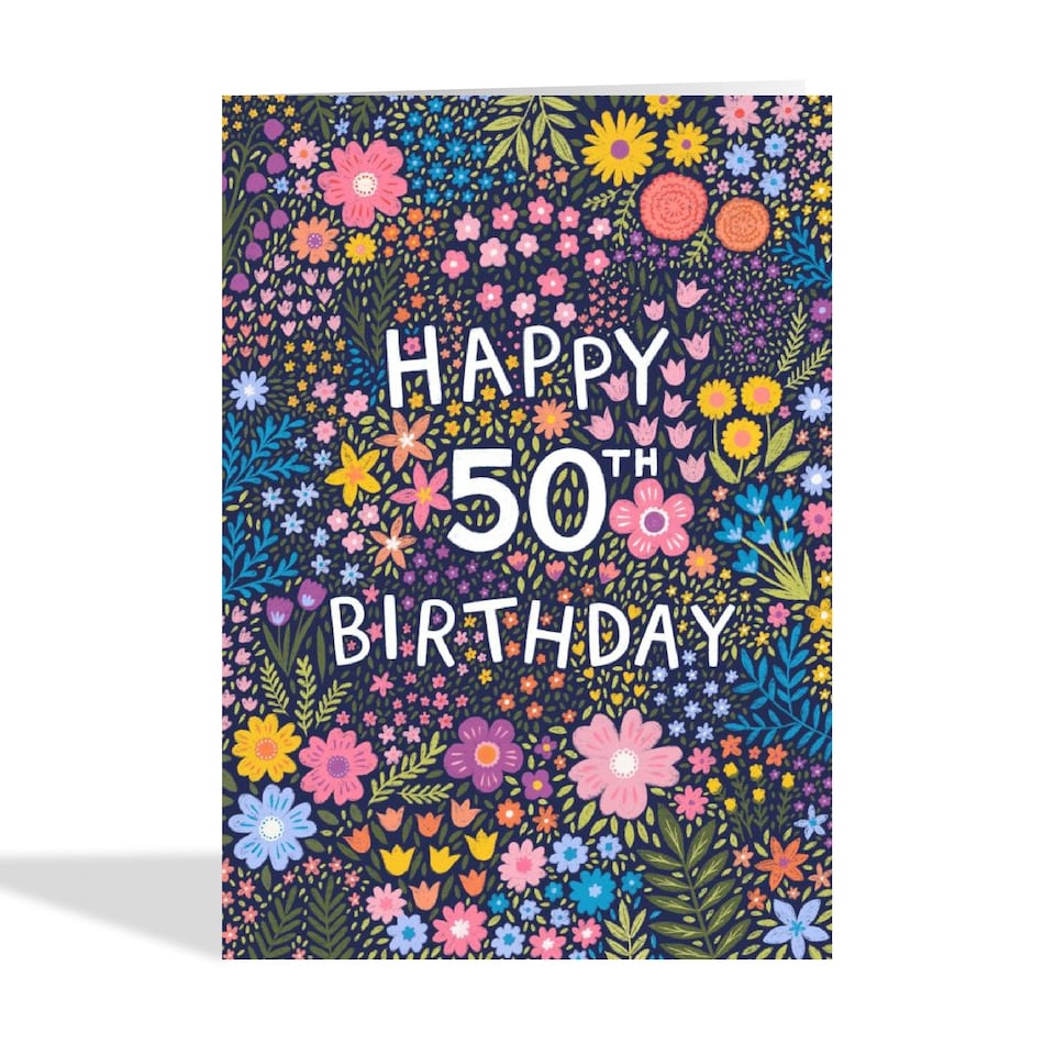 image 1 of Pretty Floral 50th Birthday Card For Her