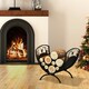 image 2 of Outsunny Iron Folding Arced Firewood Log Holder Leaf Scroll Panel Indoor Outdoor