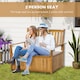 image 3 of Outsunny 2 Seater Garden Storage Bench, 164L Outdoor Storage Box with Backrest Flower Pattern, Wooden Garden Bench with Armrests, 125 x 68.5 x 97cm, Natural