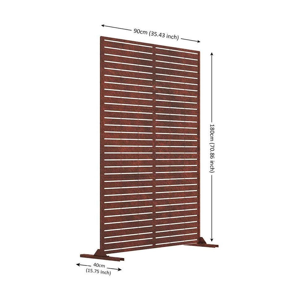 image 1 of Nicoman Metal Slat Indoor Outdoor Privacy Screen with Stand | Bronze | Rusted | 1