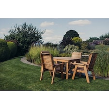 Valley 4 Seater Square 4XC - Timber - L190 x W190 x H95 cm - Minimal Assembly Required - Set of Waterproof Cushions Included