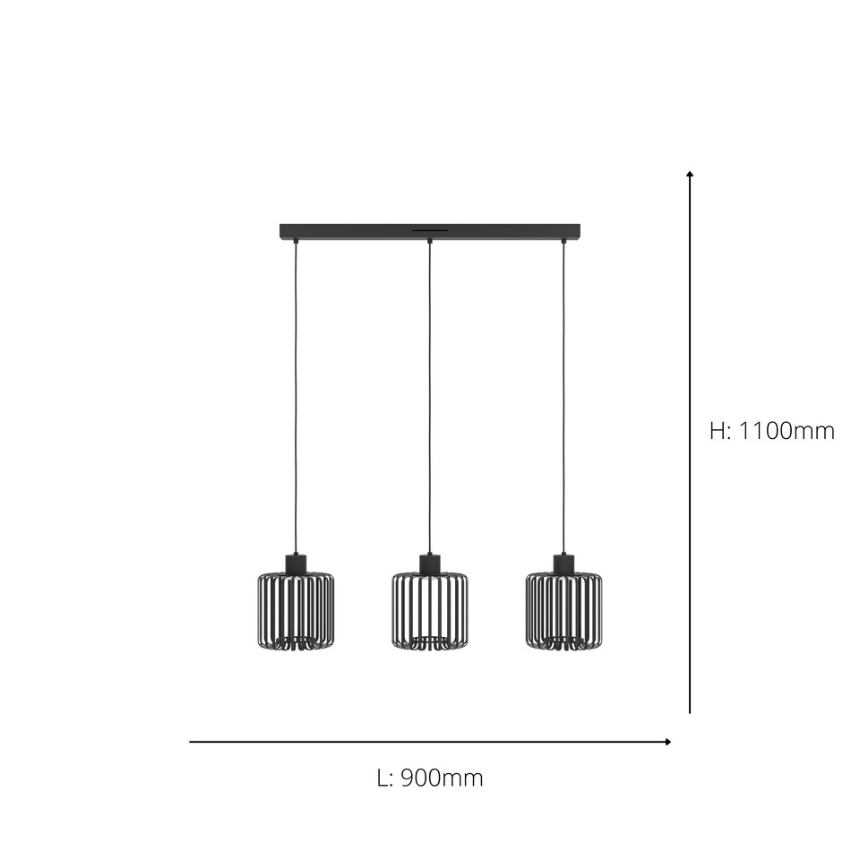 image 1 of EGLO Ginestrone-Z Black Steel RGB 3 Light Pendant