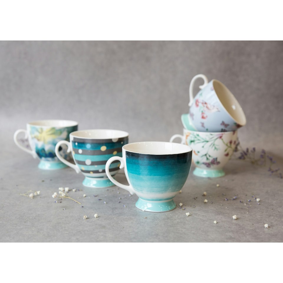 image 1 of KitchenCraft China Spot Stripe Mug | Blue | 1