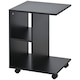 image 6 of HOMCOM C-Shape End Table Storage Unit w/ 2 Shelves 4 Wheels Black Yellow