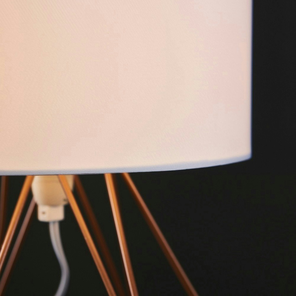 image 1 of ValueLights Angus Brushed Copper Table Lamp with White Tapered Shade | Copper