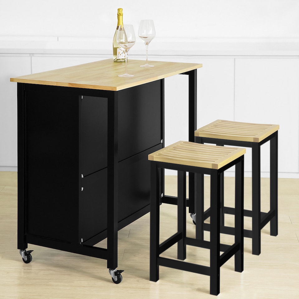 image 1 of SoBuy FKW74-SCH,Kitchen Storage Trolley with 2 Drawers & 2 Shelves | Black | Black