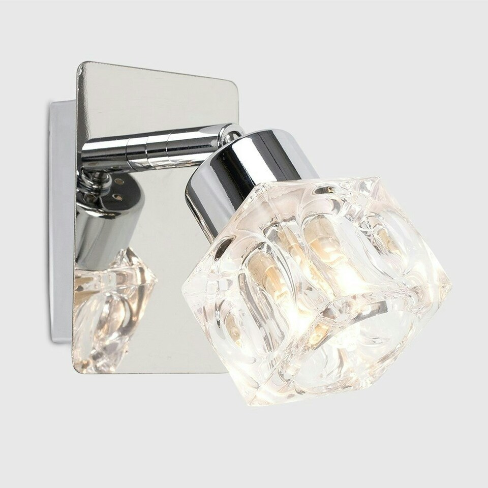 image 1 of ValueLights Ritz Ice Cube Pair of Silver Indoor Wall Spotlight