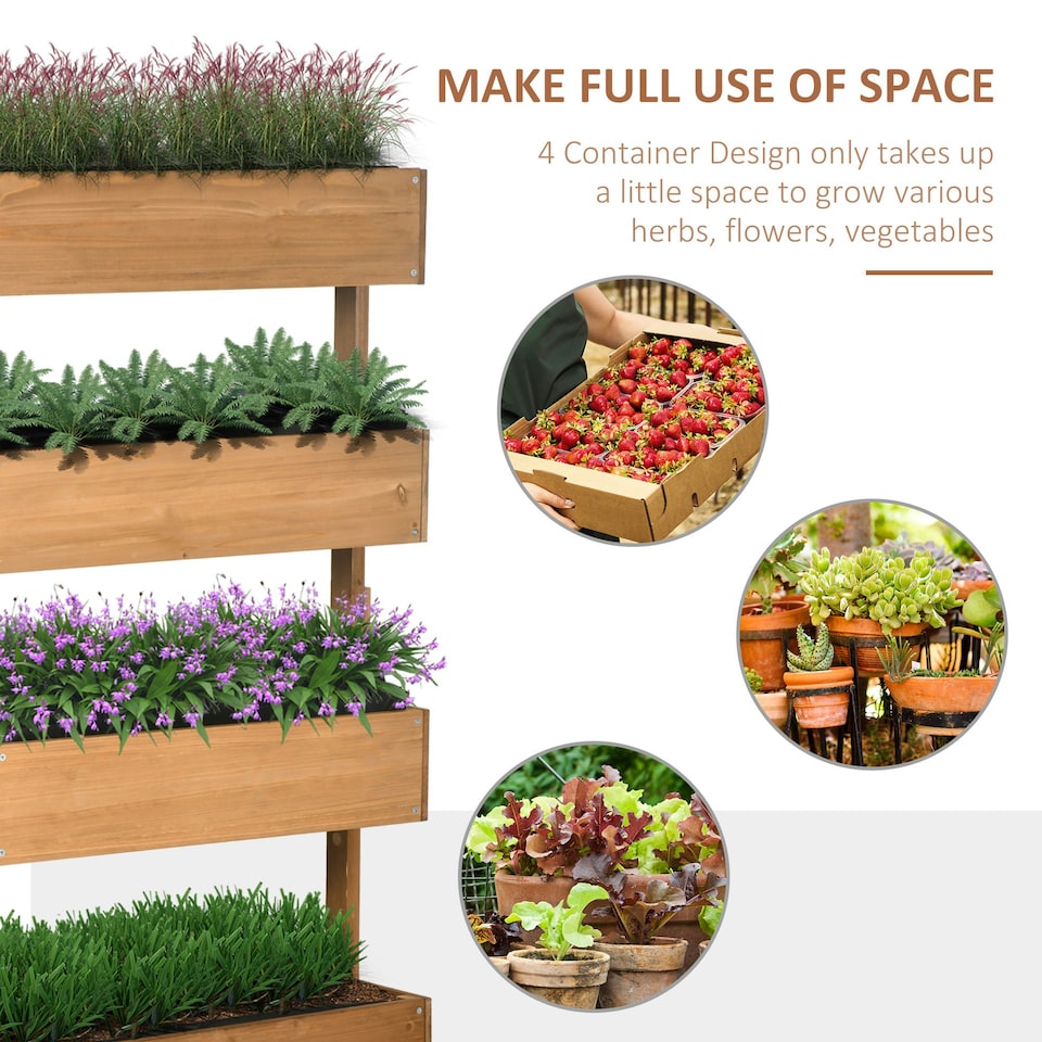 image 1 of Outsunny Raised Garden Bed Wooden Plant Stand Orange