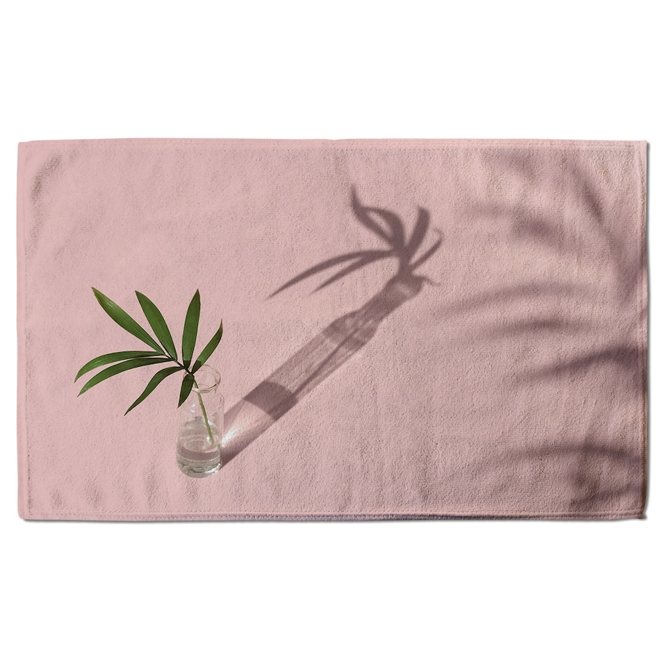 image 1 of Botanical leaf on pink Designer Bath Towel | Multi