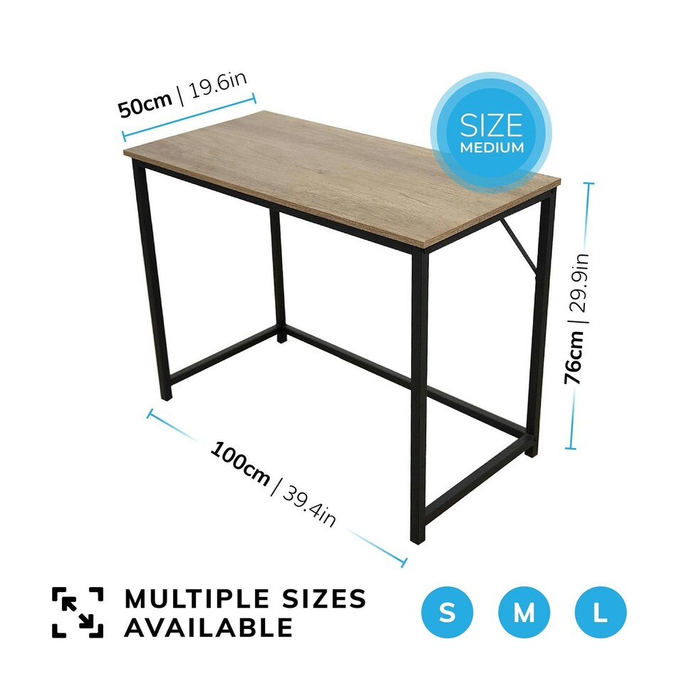 image 1 of Desk Computer PC Laptop Home Office Work desk 100cm, Study Light Brown Rustic Style Brown