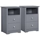 image 1 of Yaheetech Set of 2 End Tables with 2 Drawers-Grey