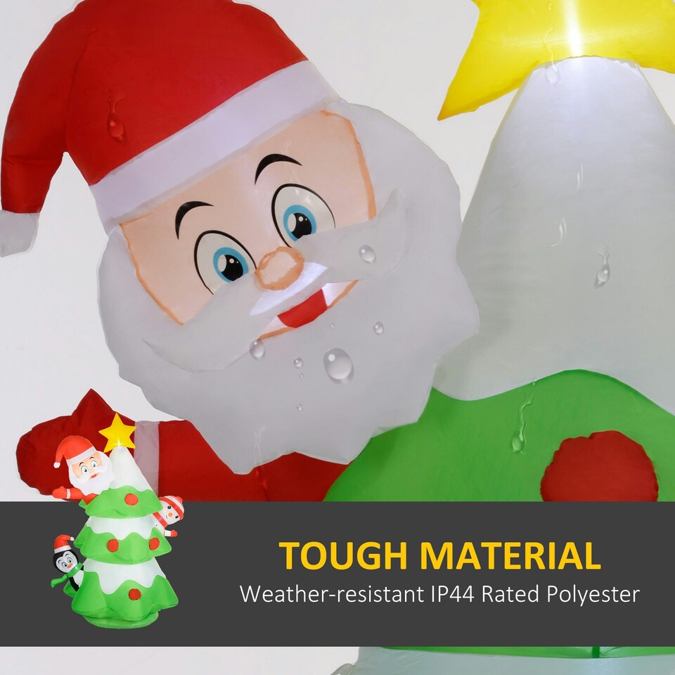 image 1 of Outsunny 8ft Christmas Blow Up Christmas Tree with Santa Claus for Outdoor