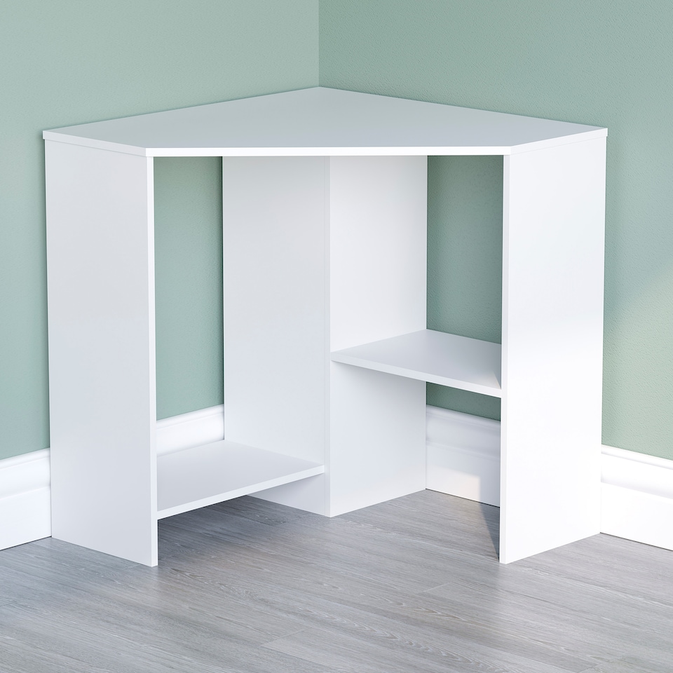 image 1 of Vida Designs Hetton Corner Computer Desk 2 Shelf Home Office Workstation, White