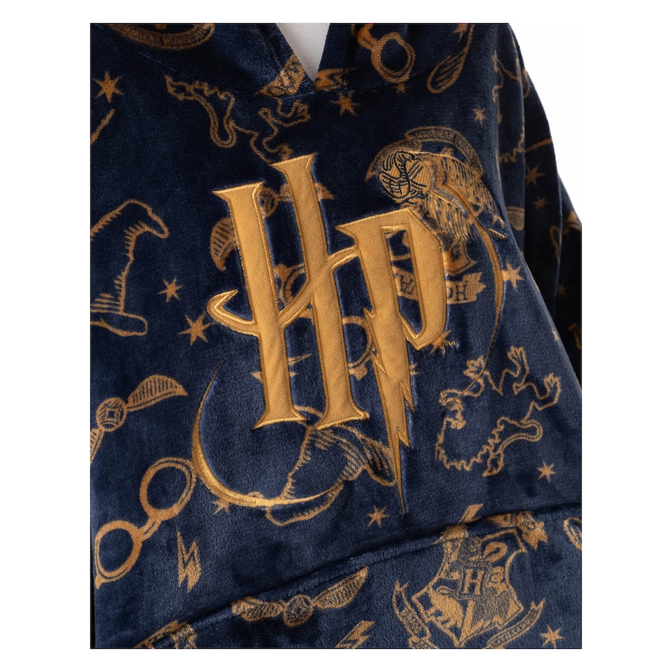image 1 of Harry Potter Womens/Ladies Embroidered Logo Blanket Hoodie | Blue | Blue | One Size | 1