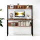 image 2 of 3 Tier Industrial Writing Desk Rustic Brown Brown