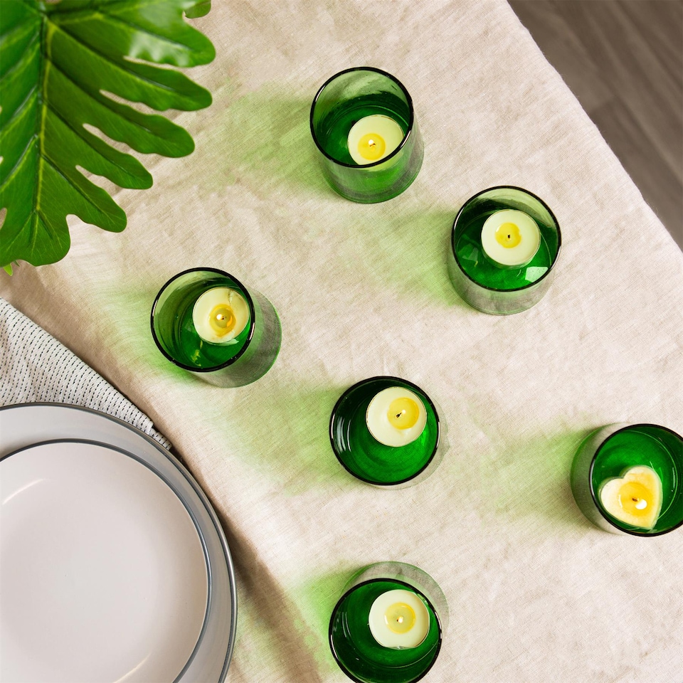 image 1 of Nicola Spring Merzouga Recycled Glass Tealight Holders - 7cm - Green - Pack of 3 | Green | Green