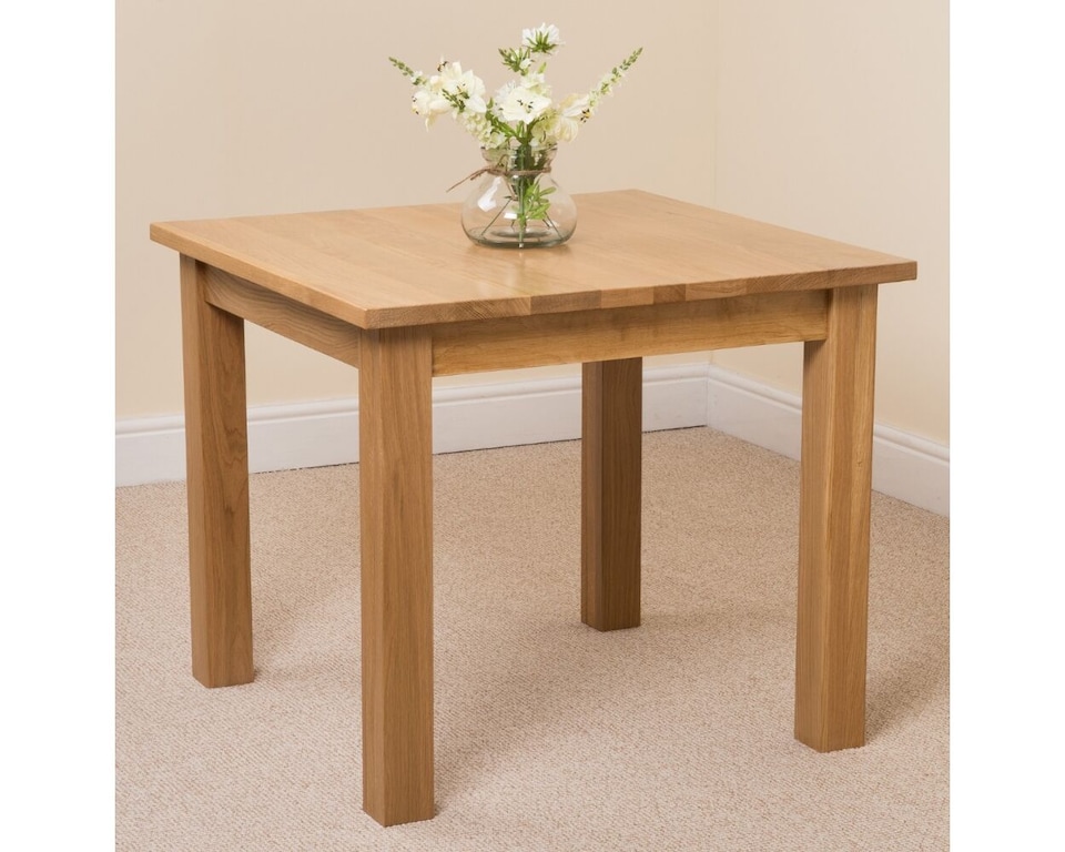 image 1 of Oslo 90 x 90 cm Oak Small Dining Table and 4 Washington Leather Chairs | Black | Black
