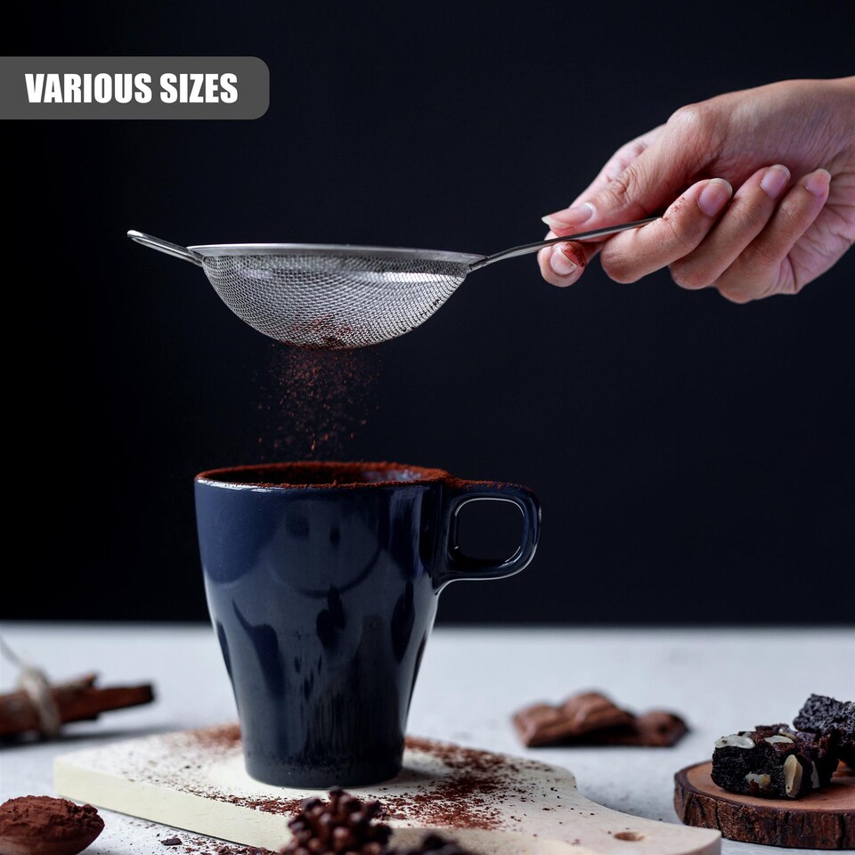 image 1 of GEEZY Fine Mesh Sieve Set of 3 Stainless Steel Strainers for Kitchen Baking Cooking