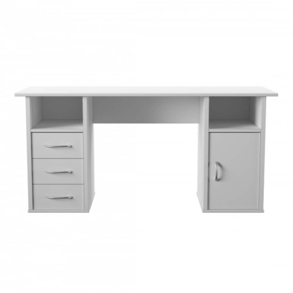 image 1 of Maryland Desk with 3 Drawers and 1 Door White | White | White