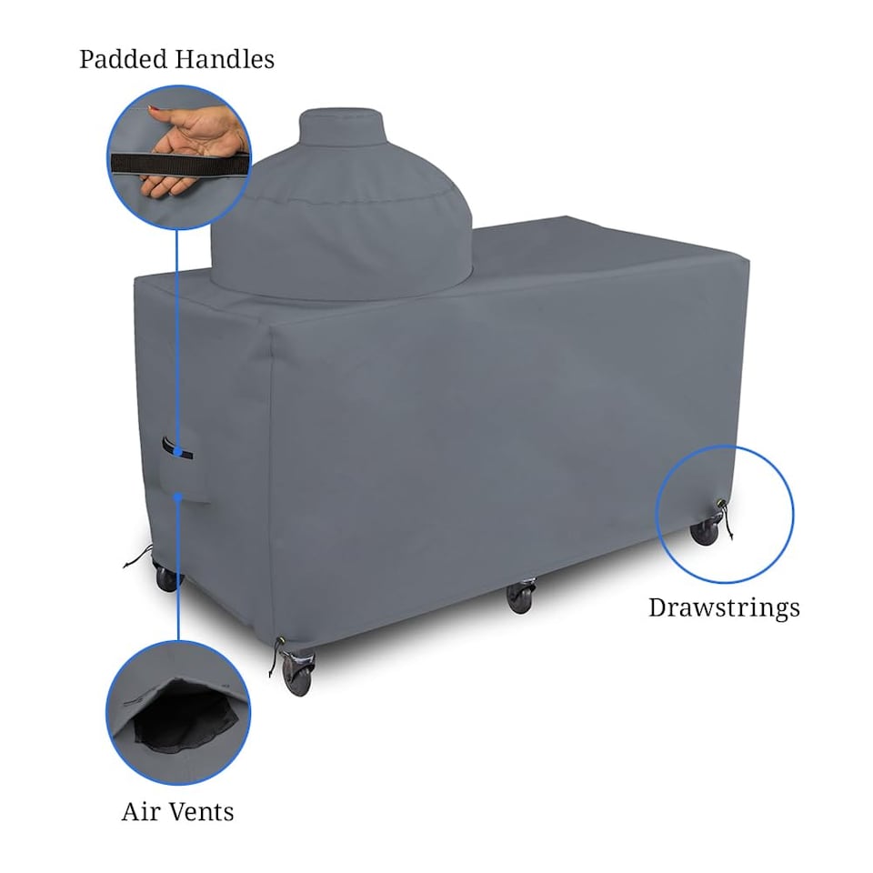 image 1 of Covers&All Big Egg Grill Cover, 12 Oz Waterproof UV & Weather Resistant, PVC Coated Outdoor Cover, 60 in L x 36 in D x 50 in H, Grey