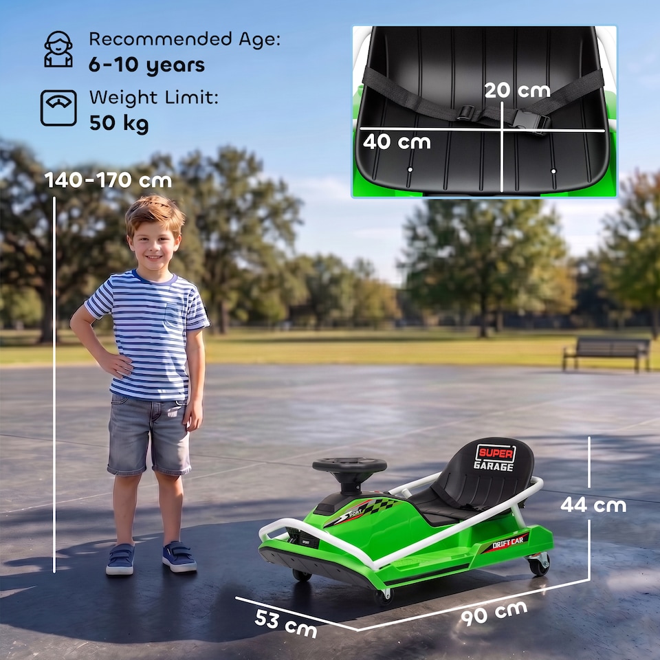 image 1 of AIYAPLAY 24V Electric Go Kart for Kids with Drift Mode, Soft Start