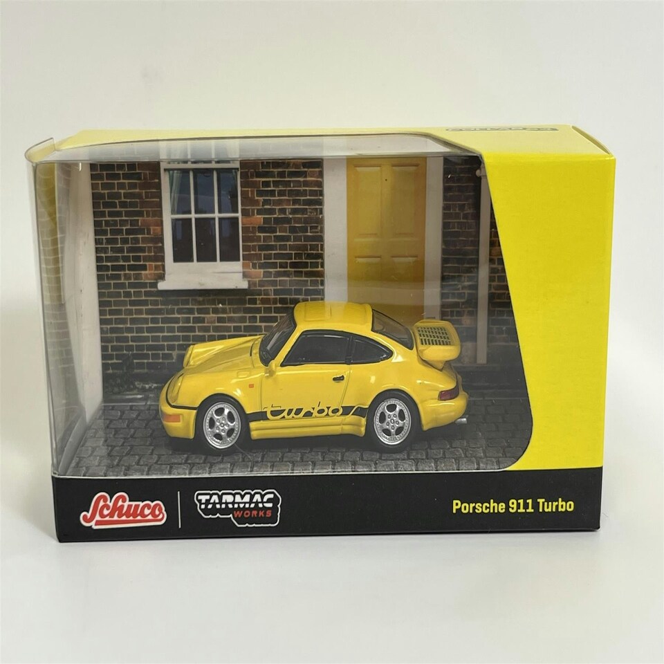 image 1 of Porsche 911 Turbo Yellow 1:64 Scale Tarmac Works Schuco T64S009YL