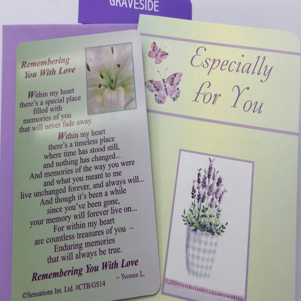 image 1 of Remembering You With Love...Grave Card (Sentimental Keepsake Wallet / Purse Card)