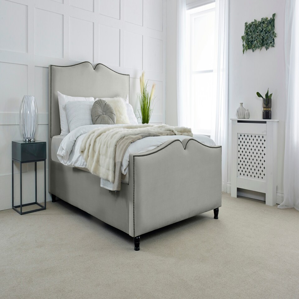 Harling Plush Double Bed Frame - Silver