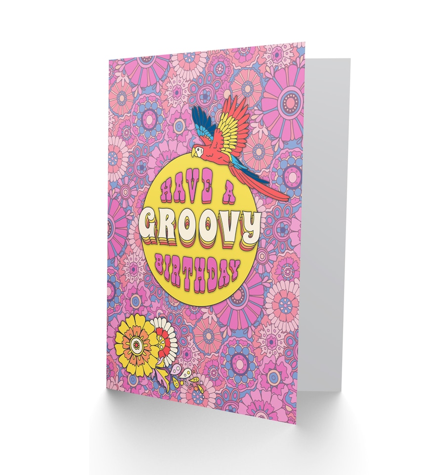 image 1 of Birthday 70s Groovy Trippy Floral Greetings Card