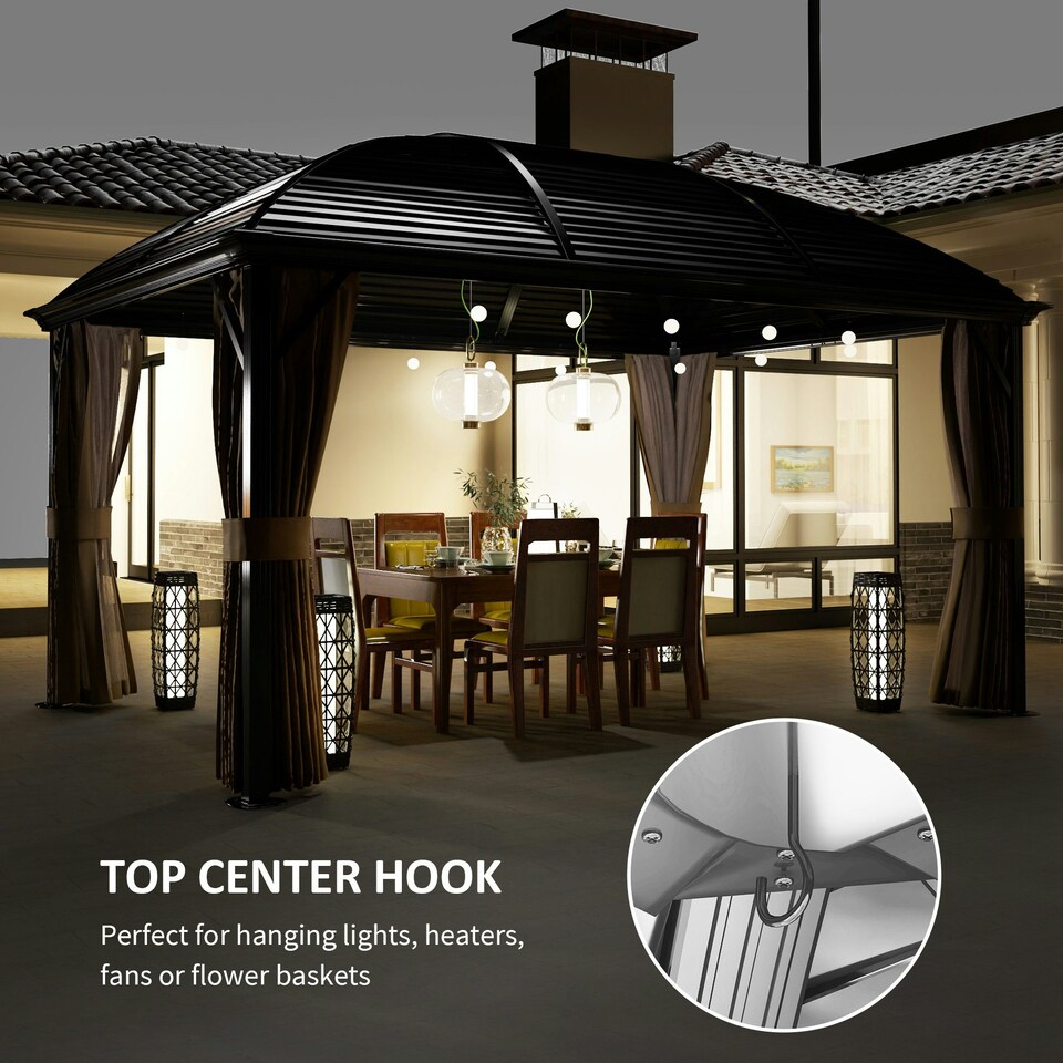 image 1 of Outsunny 3 x 4m Hardtop Gazebo Aluminium Garden Pavilion Brown