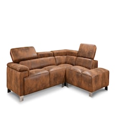 Faux Leather Brown Suede Right Hand Facing Corner Sofa LIVORNO
