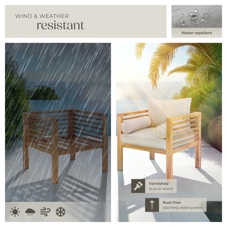 image 1 of Garden Chair Boka - thick cushions, heat-treated wooden frame, weather-resistant | Brown | brown | One Size | 2